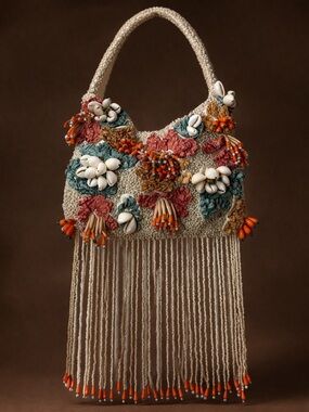 Seashell Beaded Fringe Shoulder Bag